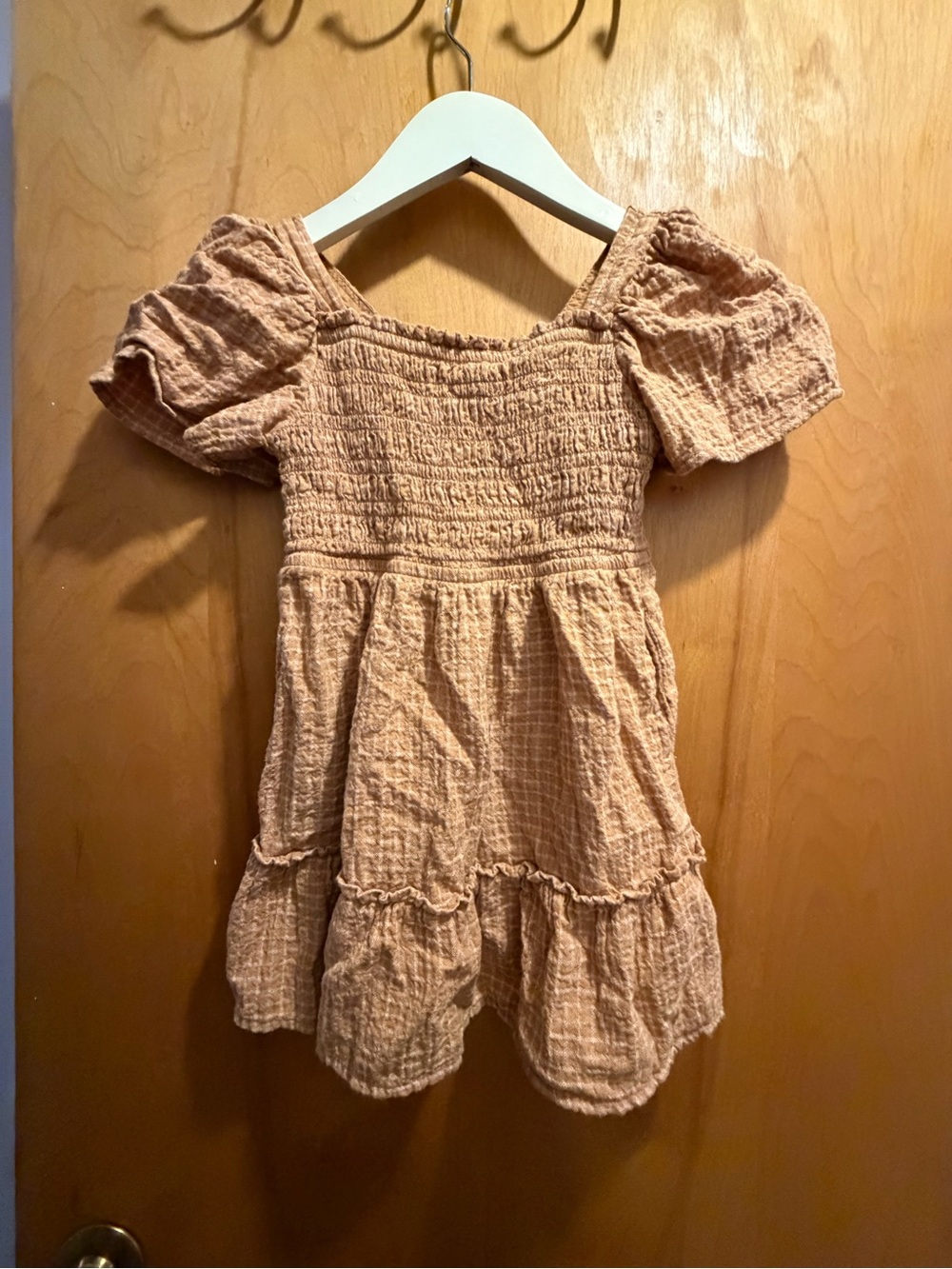 Cat & Jack Peach Puff Smocked Tier Dress